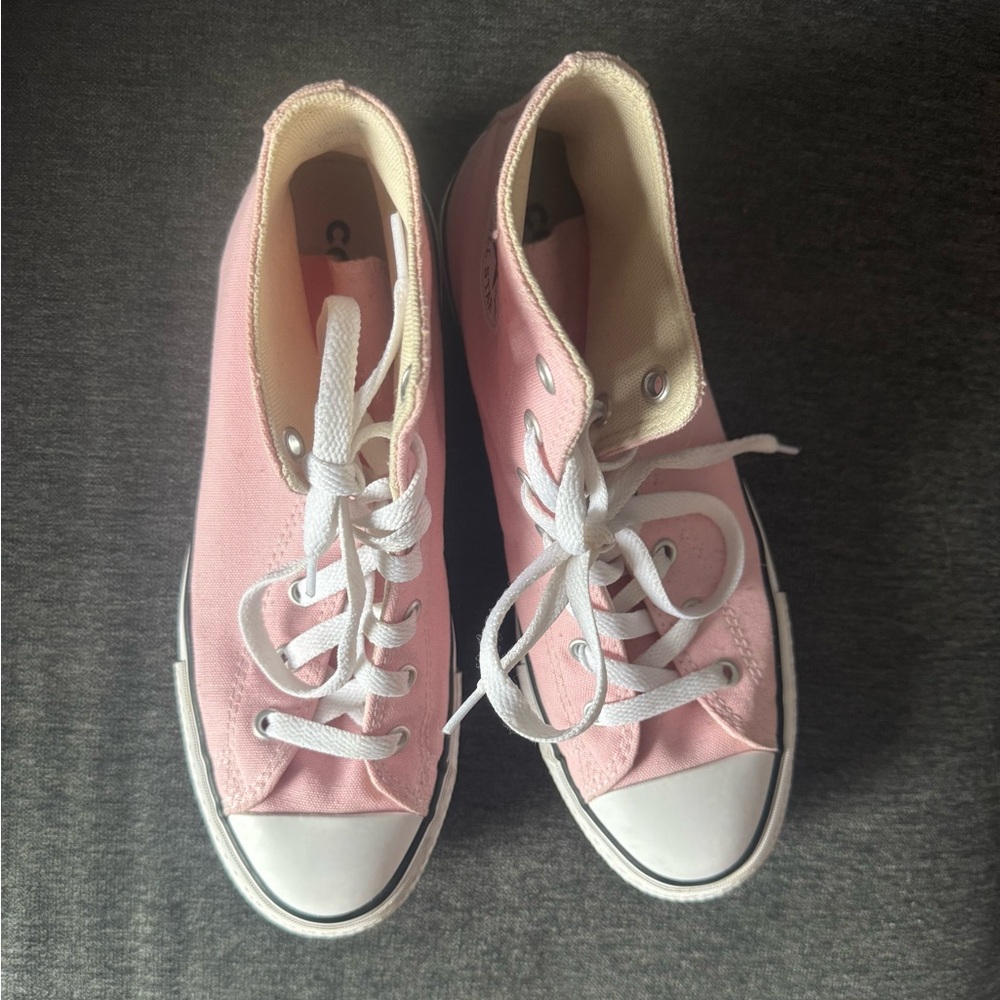 Pink High-Top Converse Platform Sneakers Kids Size 5